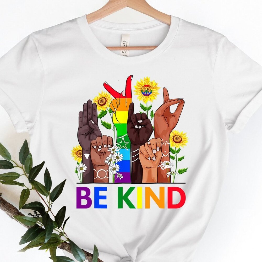 Be Kind Sign Language Shirt, Be Kind Rainbow Shirt
